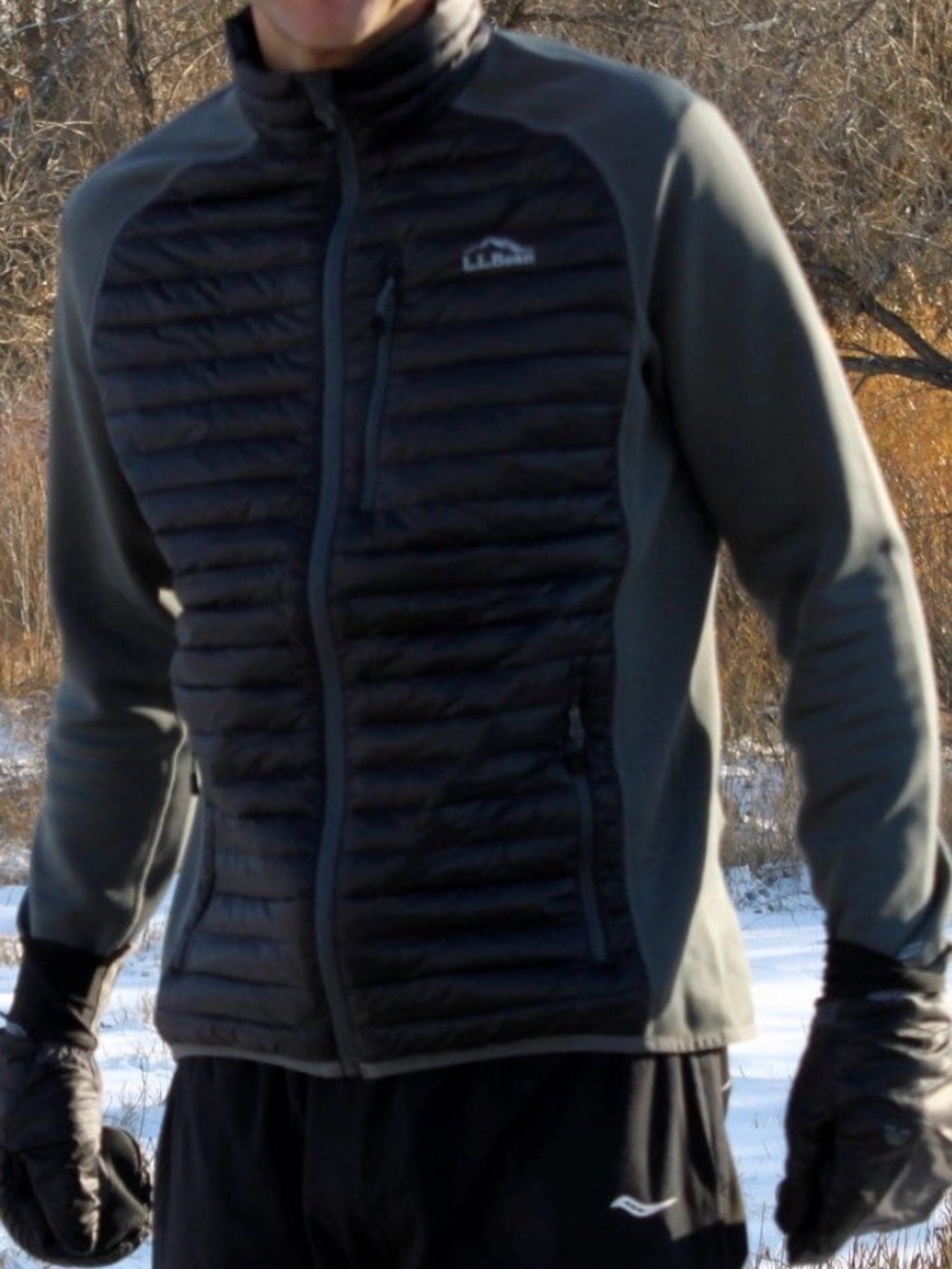 L.L. Bean Men's Two-Tone Quilted Hybrid Jacket in Gray and Charcoal